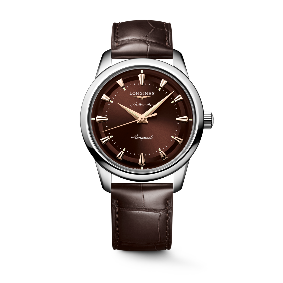 Conquest Heritage 40.00 mm Brown Stainless steel L16504622 L1.650.4.62.2 front view
