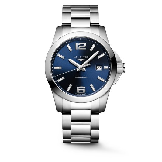 Conquest 41.00 mm Sunray blue Stainless steel L37594966 L3.759.4.96.6 front view