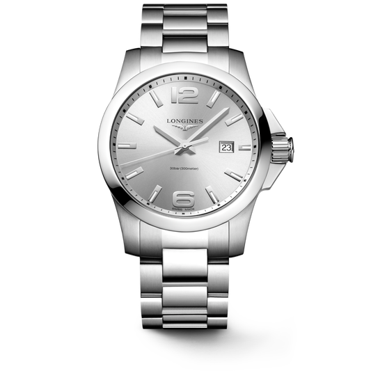 Conquest 43.00 mm Sunray silver Stainless steel L37604766 L3.760.4.76.6 front view