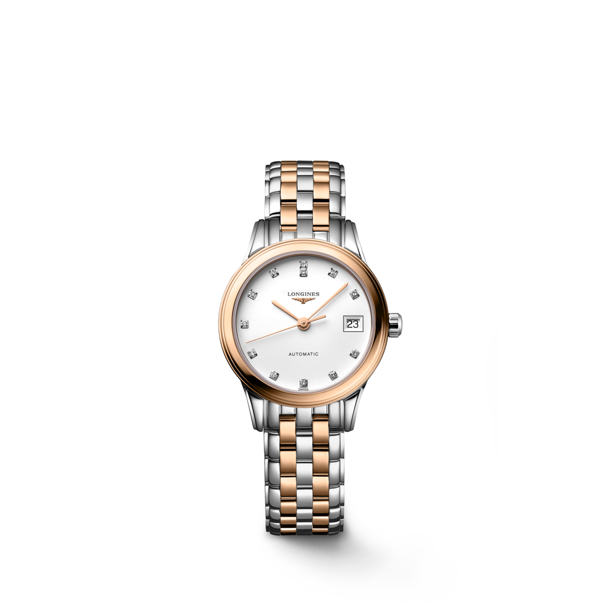 Flagship Classic 26.00 mm White matt Stainless steel and red PVD coating L42743997 L4.274.3.99.7 front view