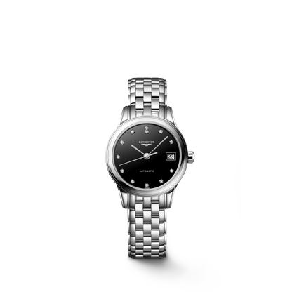Flagship Classic 26.00 mm Black lacquered polished Stainless steel L42744576 L4.274.4.57.6 front view