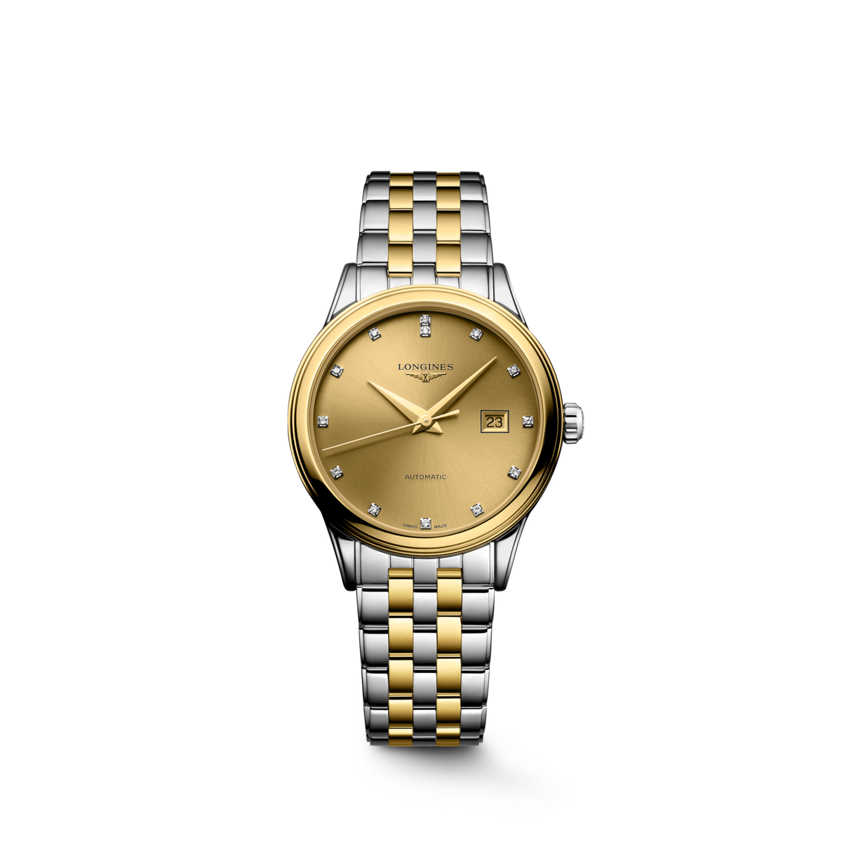 Flagship Classic 30.00 mm Gilt Stainless steel and yellow PVD coating L43743387 L4.374.3.38.7 front view