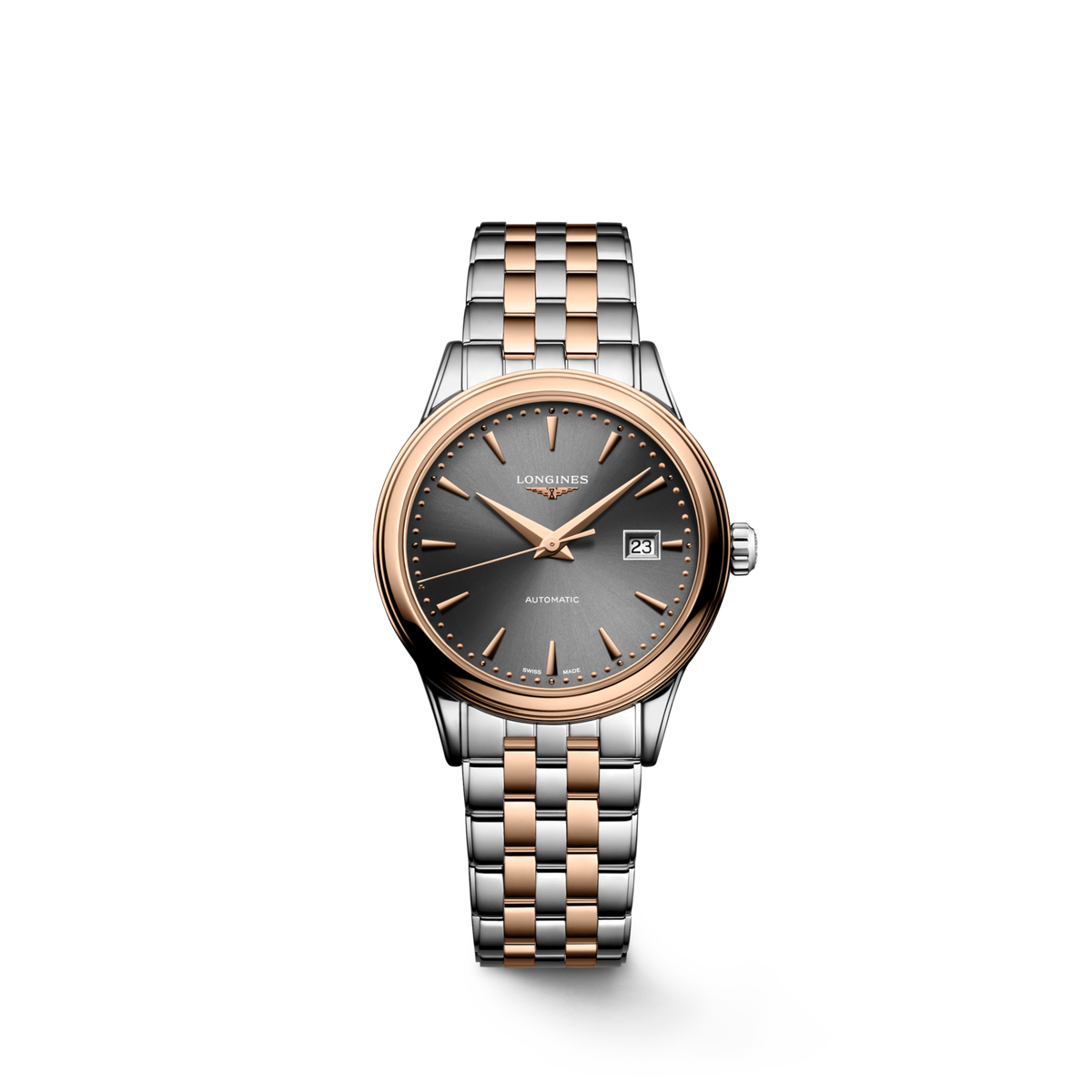 Flagship Classic 30.00 mm Anthracite Stainless steel and red PVD coating L43743787 L4.374.3.78.7 front view