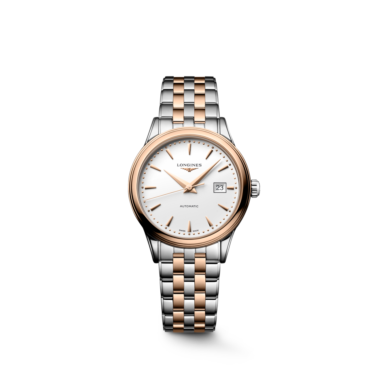 Flagship Classic 30.00 mm White matt Stainless steel and red PVD coating L43743907 L4.374.3.90.7 front view