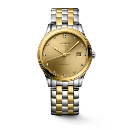 Flagship Classic 38.50 mm Gilt Stainless steel and yellow PVD coating L49743377 L4.974.3.37.7 front view