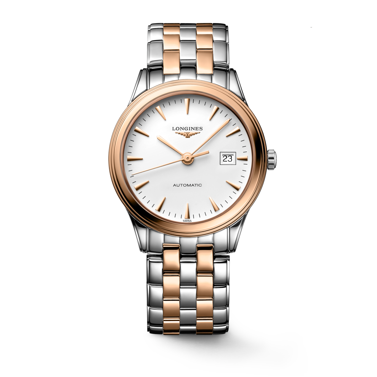 Flagship Classic 38.50 mm White matt Stainless steel and red PVD coating L49743927 L4.974.3.92.7 front view