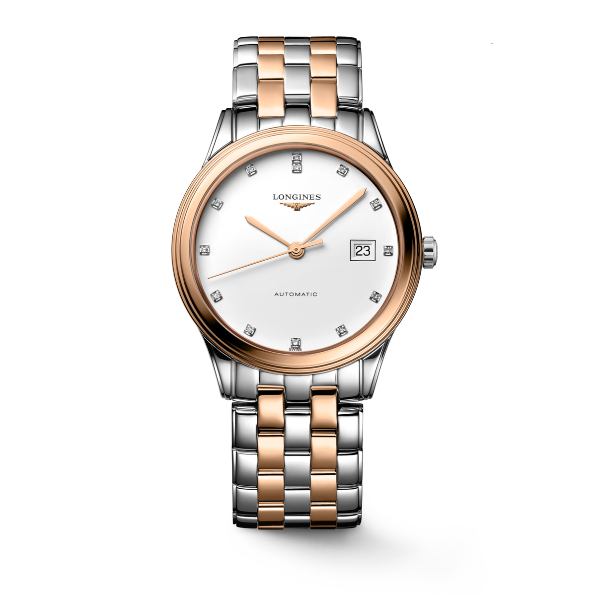Flagship Classic 38.50 mm White matt Stainless steel and red PVD coating L49743997 L4.974.3.99.7 front view