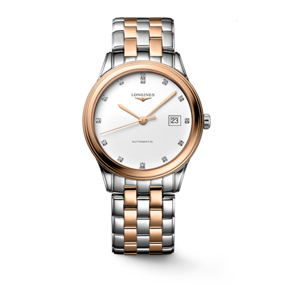 Flagship Classic 38.50 mm White matt Stainless steel and red PVD coating L49743997 L4.974.3.99.7 front view