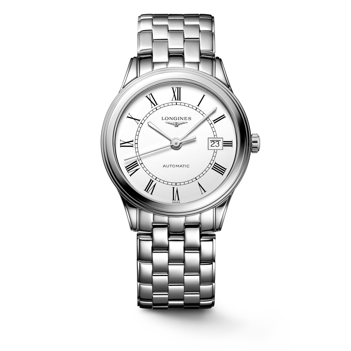 Flagship Classic 38.50 mm White matt Stainless steel L49744216 L4.974.4.21.6 front view