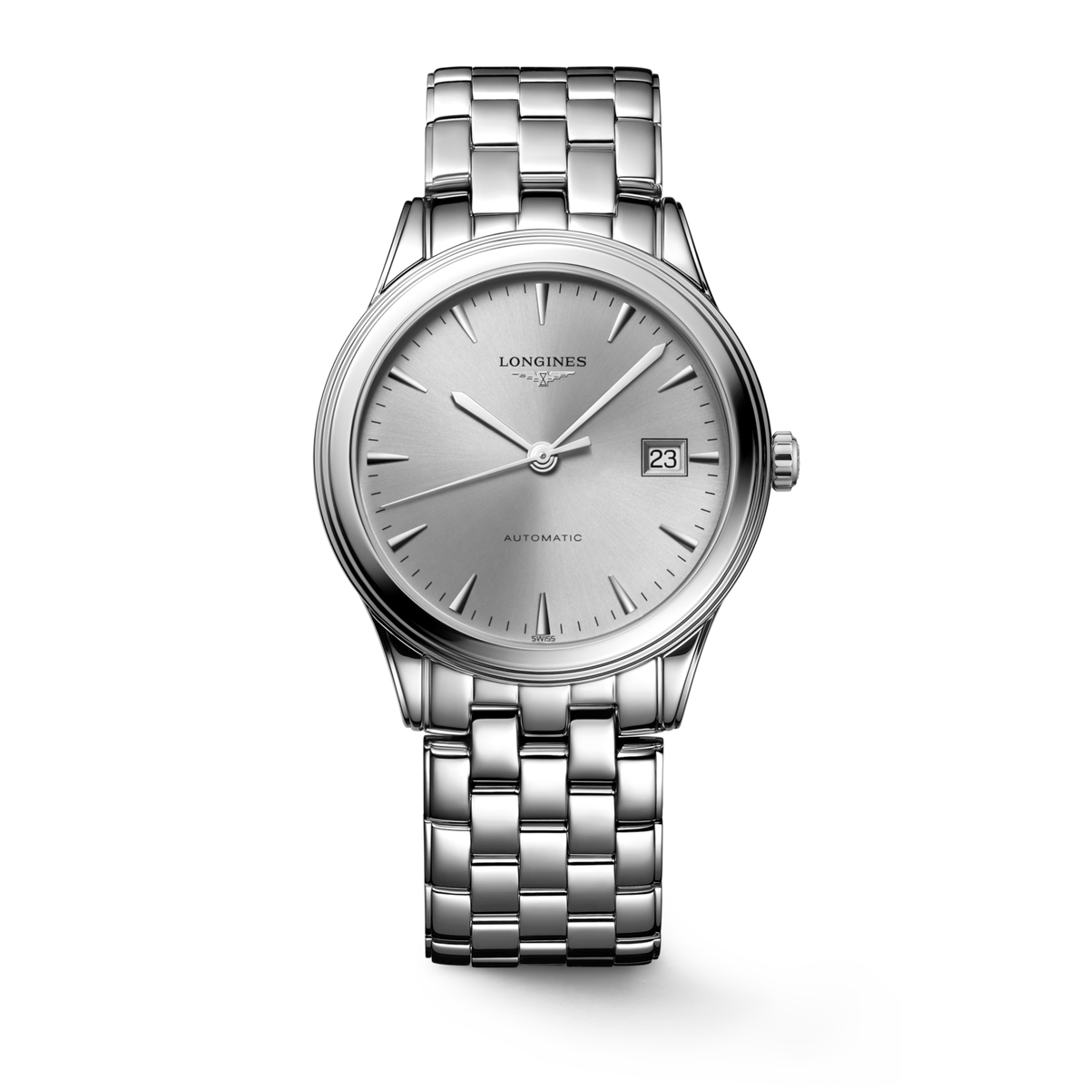 Flagship Classic 38.50 mm Sunray silver Stainless steel L49744726 L4.974.4.72.6 front view
