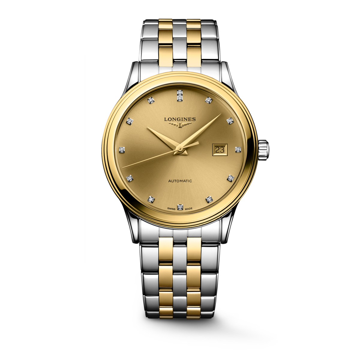 Flagship Classic 40.00 mm Gilt Stainless steel and yellow PVD coating L49843387 L4.984.3.38.7 front view