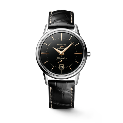 Flagship Heritage 38.50 mm Black Stainless steel L47954580 L4.795.4.58.0 front view