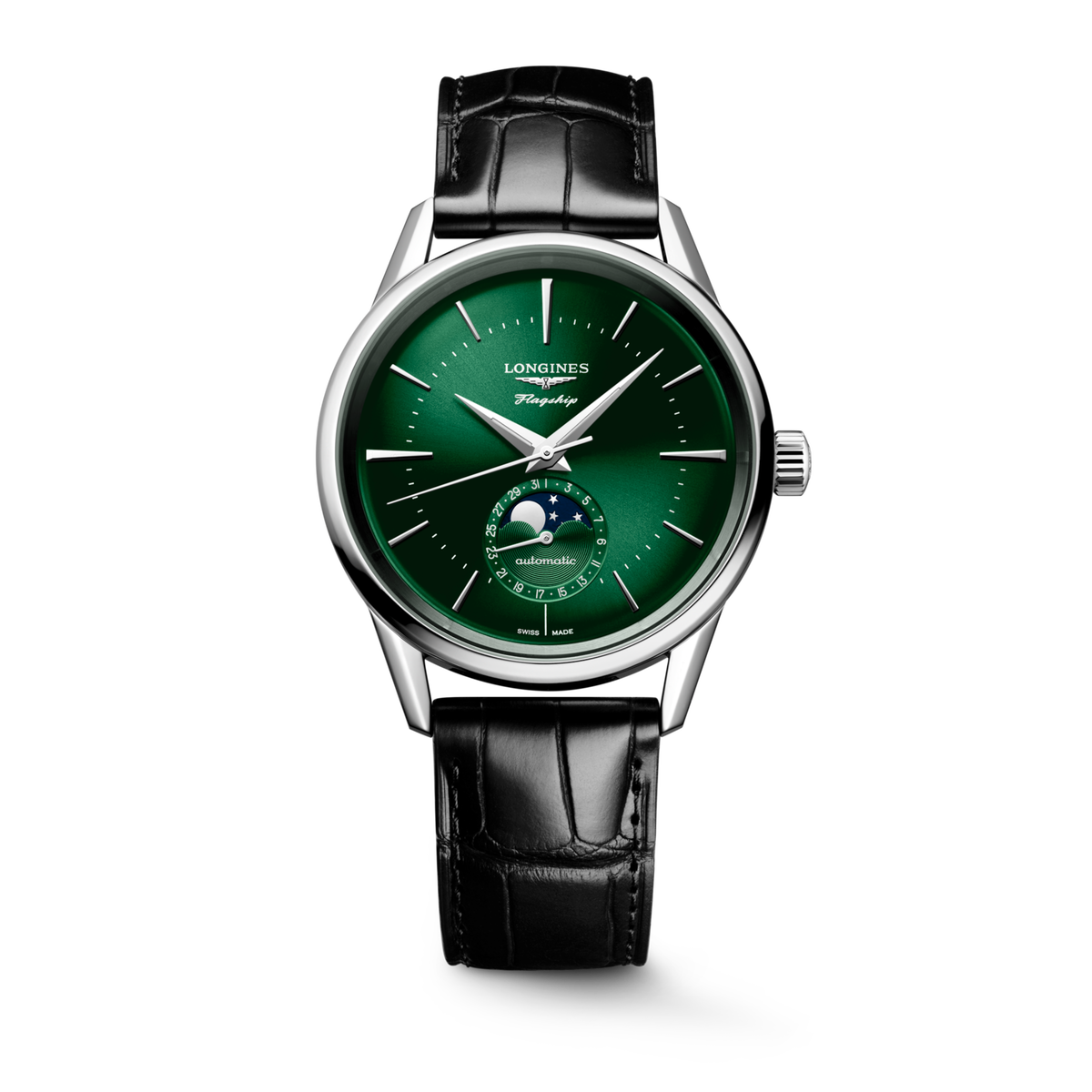 Flagship Heritage Moonphase 38.50 mm Sunray green Stainless steel L48154022 L4.815.4.02.2 front view