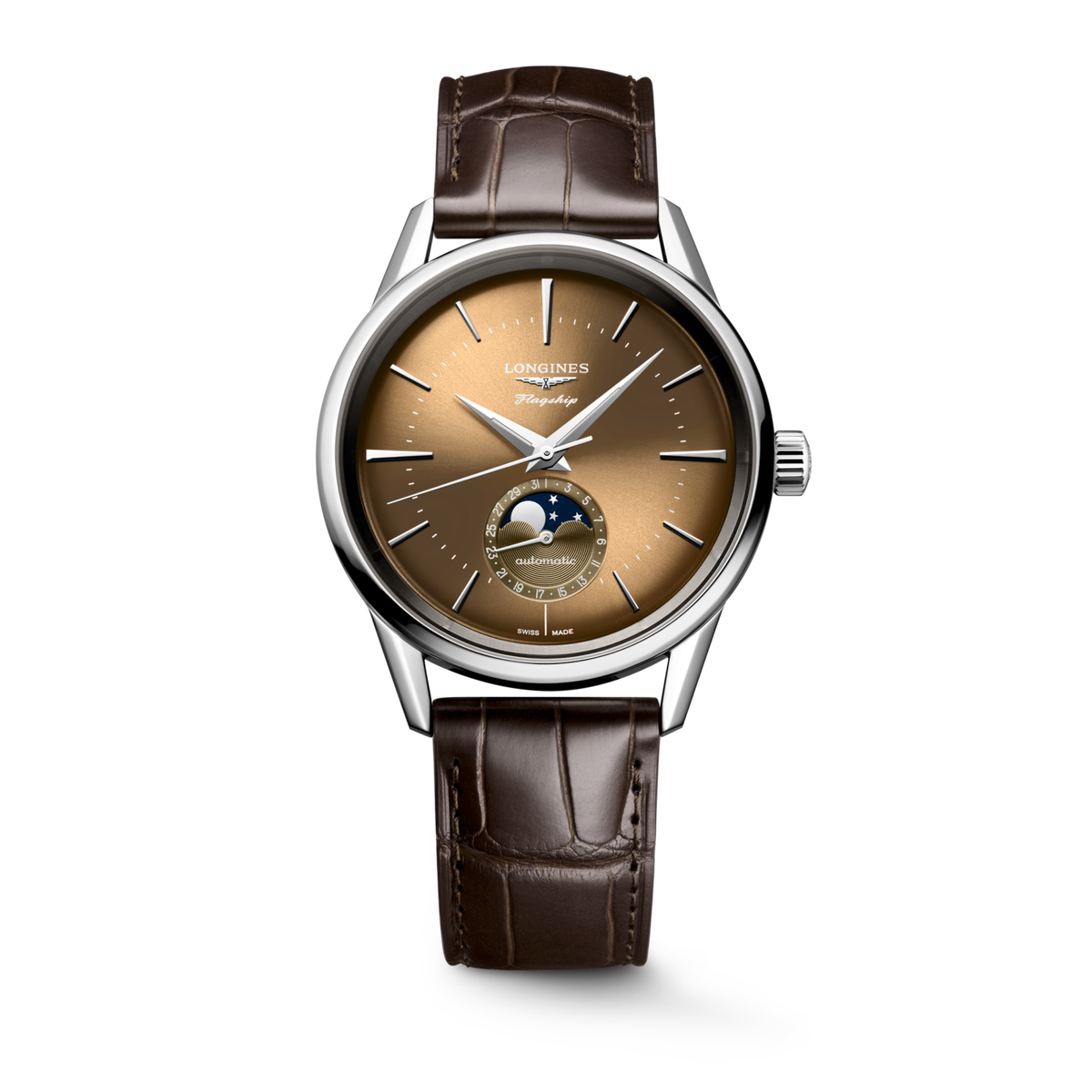 Flagship Heritage Moonphase 38.50 mm Sunray beige Stainless steel L48154622 L4.815.4.62.2 front view