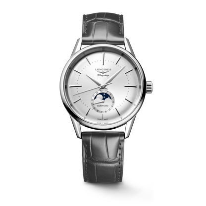 Flagship Heritage Moonphase 38.50 mm Sunray silver Stainless steel L48154722 L4.815.4.72.2 front view