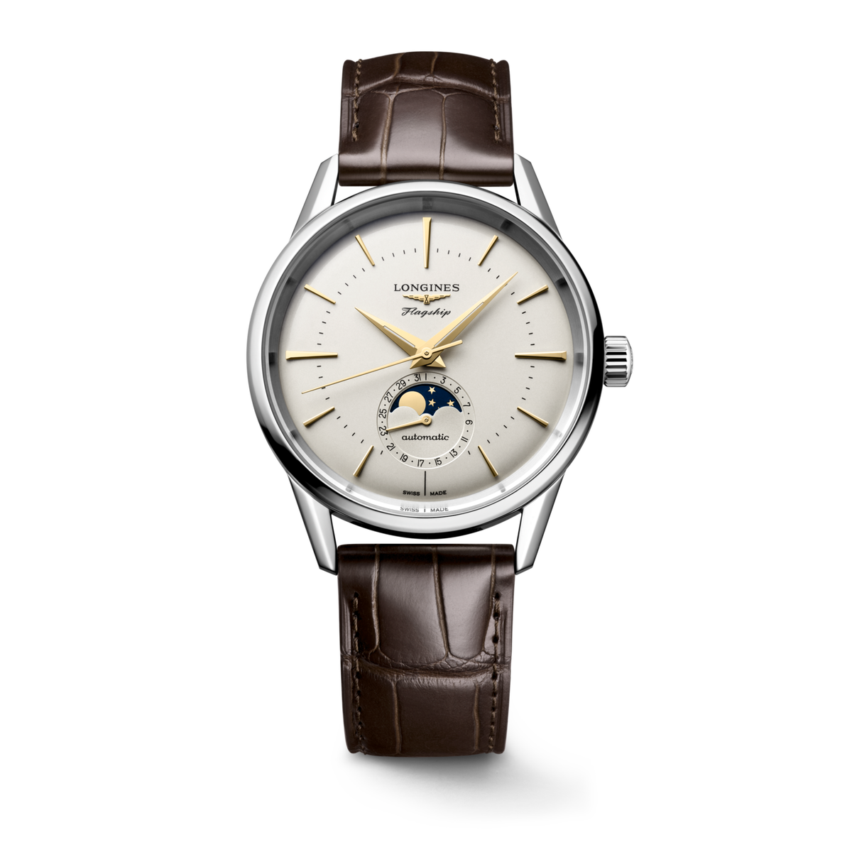 Flagship Heritage Moonphase 38.50 mm Opaline Ivory Stainless steel L48154782 L4.815.4.78.2 front view