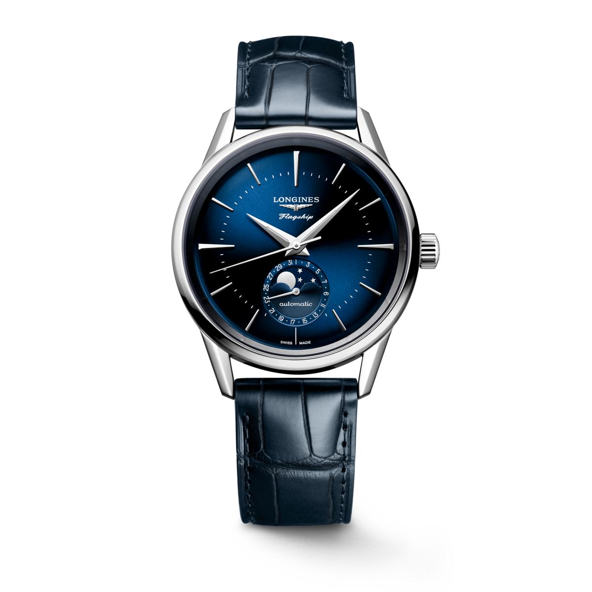 Flagship Heritage Moonphase 38.50 mm Sunray blue Stainless steel L48154922 L4.815.4.92.2 front view