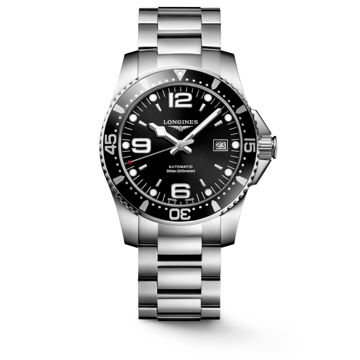 Hydroconquest 41.00 mm Sunray black Stainless steel L37424566 L3.742.4.56.6 front view