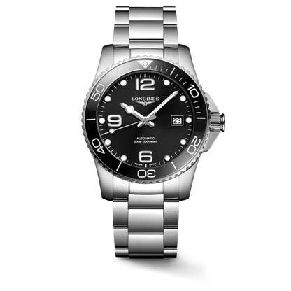 Hydroconquest 41.00 mm Sunray black Stainless steel and ceramic bezel L37814566 L3.781.4.56.6 front view