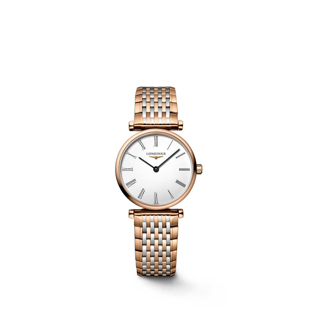 La Grande Classique De Longines 24.00 mm White Stainless steel and red PVD coating L4209191D L4.209.1.91.D front view