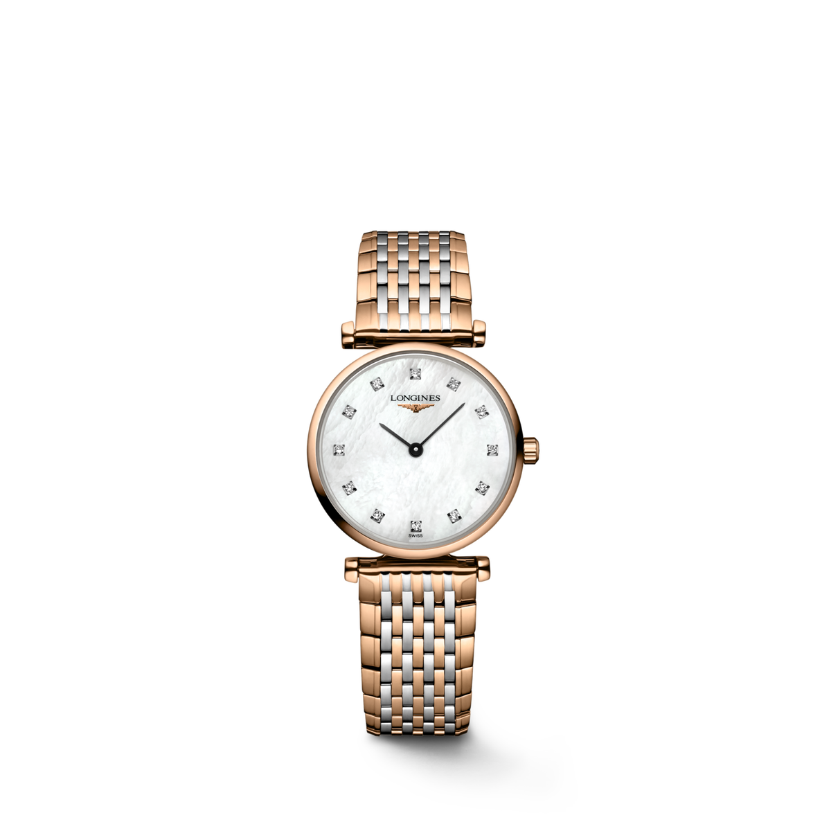 La Grande Classique De Longines 24.00 mm White mother-of-pearl Stainless steel and red PVD coating L4209197D L4.209.1.97.D front view