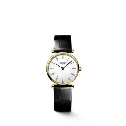 La Grande Classique De Longines 24.00 mm White Yellow PVD coating L4209211B L4.209.2.11.B front view