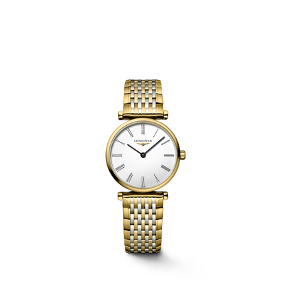 La Grande Classique De Longines 24.00 mm White Stainless steel and yellow PVD coating L4209211D L4.209.2.11.D front view