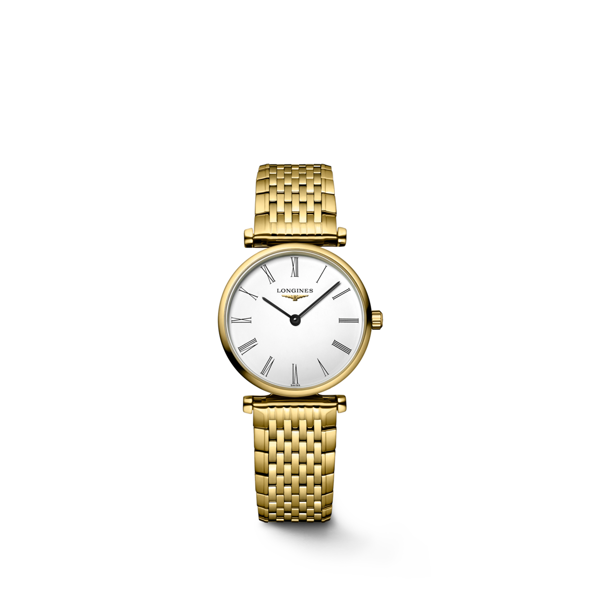 La Grande Classique De Longines 24.00 mm White Yellow PVD coating L4209211E L4.209.2.11.E front view