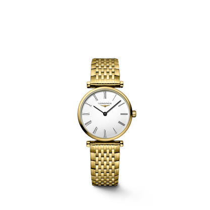 La Grande Classique De Longines 24.00 mm White Yellow PVD coating L4209211E L4.209.2.11.E front view