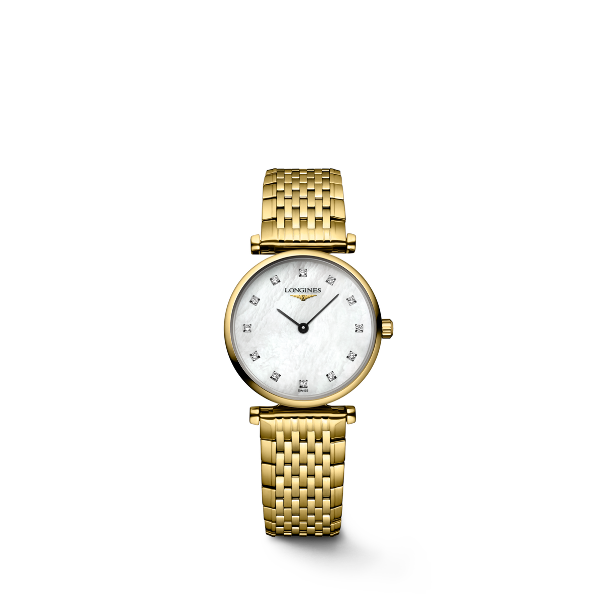 La Grande Classique De Longines 24.00 mm White mother-of-pearl Yellow PVD coating L4209287E L4.209.2.87.E front view