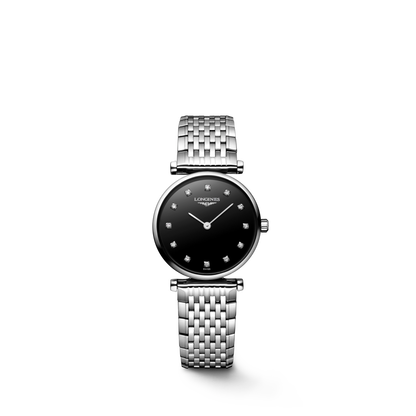 La Grande Classique De Longines 24.00 mm Black lacquered polished Stainless steel L4209458C L4.209.4.58.C front view