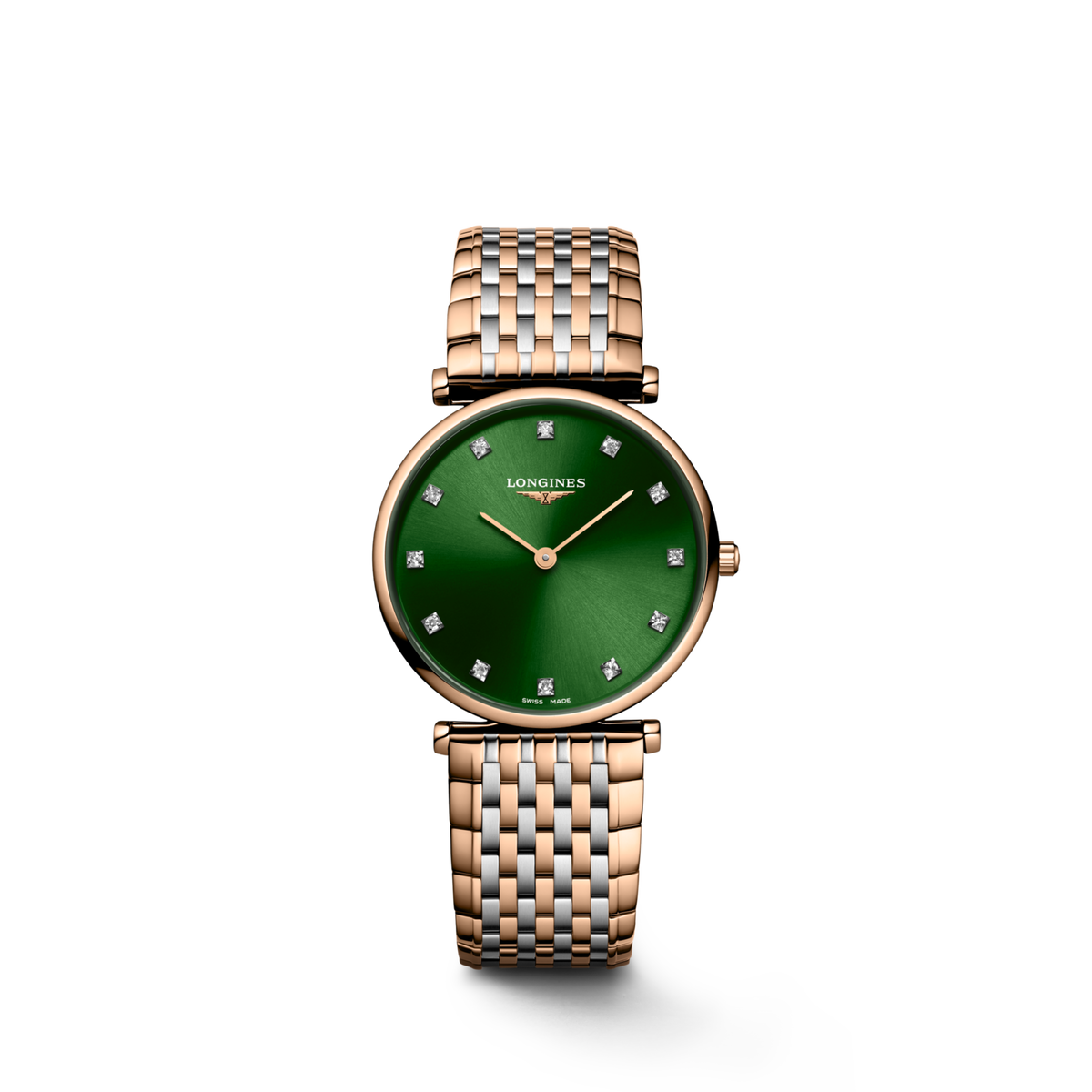 La Grande Classique De Longines 29.00 mm Sunray green Stainless steel and red PVD coating L4512108D L4.512.1.08.D front view