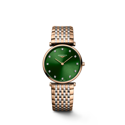 La Grande Classique De Longines 29.00 mm Sunray green Stainless steel and red PVD coating L4512108D L4.512.1.08.D front view