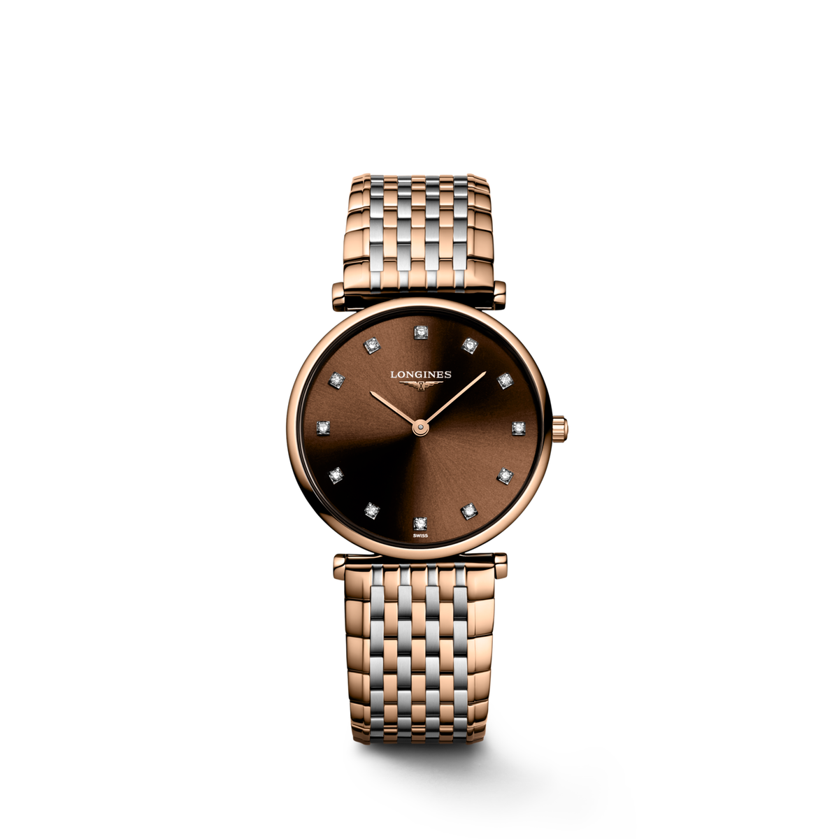 La Grande Classique De Longines 29.00 mm Sunray brown Stainless steel and red PVD coating L4512167D L4.512.1.67.D front view