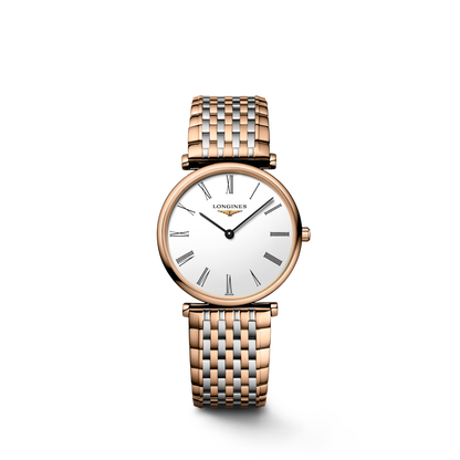 La Grande Classique De Longines 29.00 mm White Stainless steel and red PVD coating L4512191D L4.512.1.91.D front view
