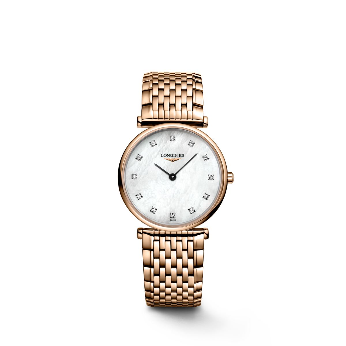La Grande Classique De Longines 29.00 mm White mother-of-pearl Red PVD coating L4512197E L4.512.1.97.E front view