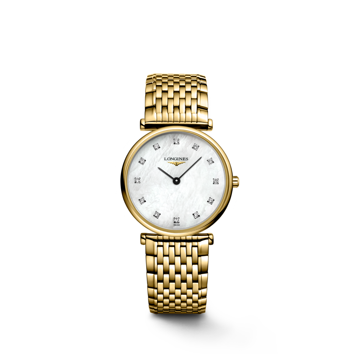La Grande Classique De Longines 29.00 mm White mother-of-pearl Yellow PVD coating L4512287E L4.512.2.87.E front view