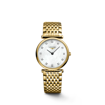 La Grande Classique De Longines 29.00 mm White mother-of-pearl Yellow PVD coating L4512287E L4.512.2.87.E front view