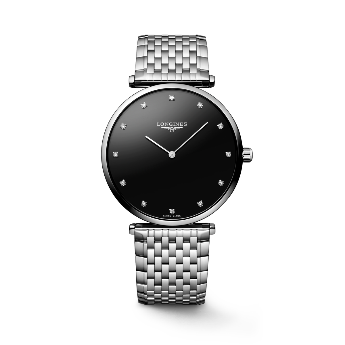 La Grande Classique De Longines 38.00 mm Black lacquered polished Stainless steel L4866458C L4.866.4.58.C front view