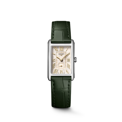 Longines Dolcevita 20.80 X 32.00 mm Ivory Gilt "flinqué" Stainless steel L52554082 L5.255.4.08.2 front view