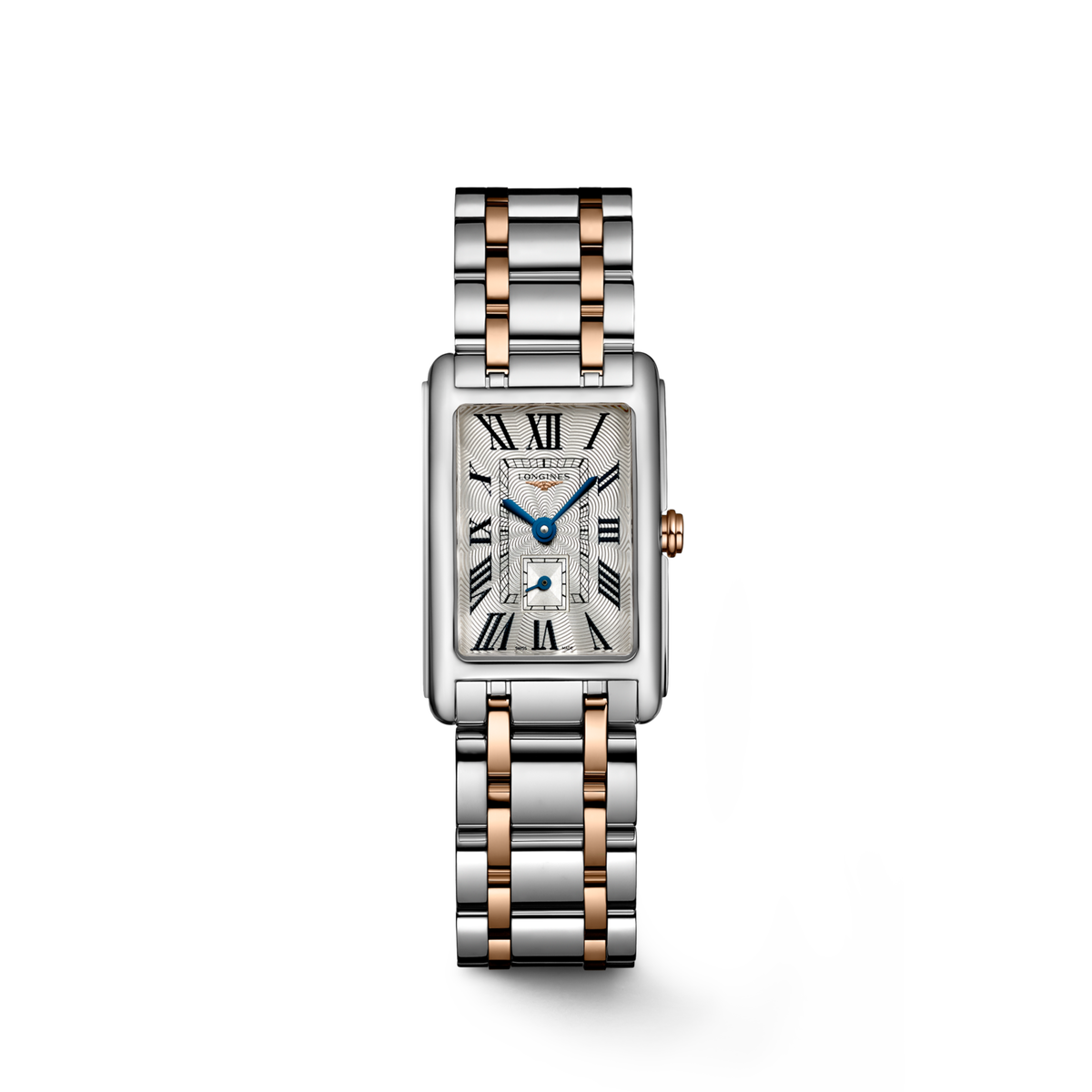 Longines Dolcevita 20.80 X 32.00 mm Silver "flinqué" Stainless steel with rose gold 18 carats crown L52555717 L5.255.5.71.7 front view