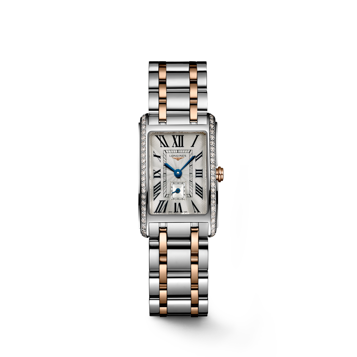 Longines Dolcevita 20.80 X 32.00 mm Silver "flinqué" Stainless steel with rose gold 18 carats crown L52555797 L5.255.5.79.7 front view