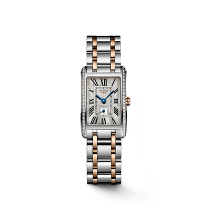 Longines Dolcevita 20.80 X 32.00 mm Silver "flinqué" Stainless steel with rose gold 18 carats crown L52555797 L5.255.5.79.7 front view
