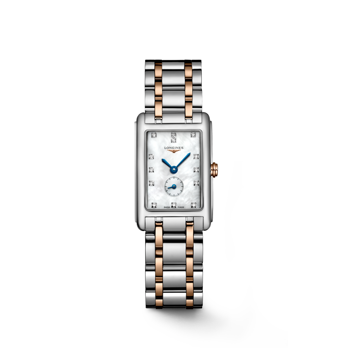 Longines Dolcevita 20.80 X 32.00 mm White mother-of-pearl Stainless steel with rose gold 18 carats crown L52555877 L5.255.5.87.7 front view