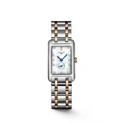 Longines Dolcevita 20.80 X 32.00 mm White mother-of-pearl Stainless steel with rose gold 18 carats crown L52555877 L5.255.5.87.7 front view