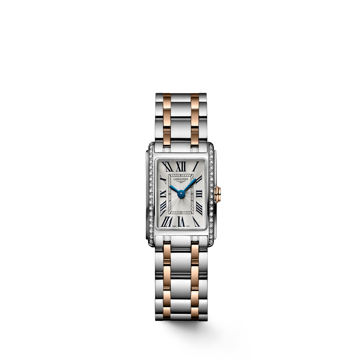 Longines Dolcevita 17.70 X 27.00 mm Silver "flinqué" Stainless steel with rose gold 18 carats crown L52585797 L5.258.5.79.7 front view