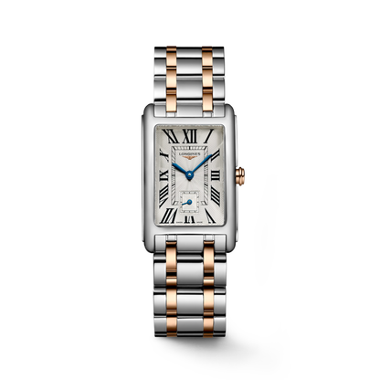 Longines Dolcevita 23.30 X 37.00 mm Silver "flinqué" Stainless steel with rose gold 18 carats crown L55125717 L5.512.5.71.7 front view