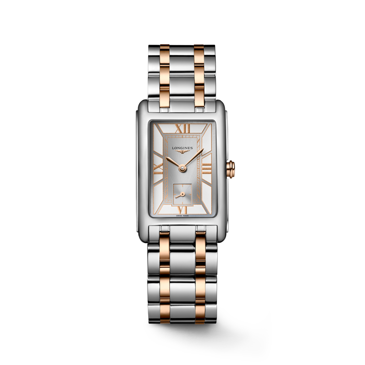 Longines Dolcevita 23.30 X 37.00 mm White Stainless steel with rose gold 18 carats crown L55125757 L5.512.5.75.7 front view