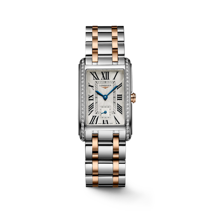 Longines Dolcevita 23.30 X 37.00 mm Silver "flinqué" Stainless steel with rose gold 18 carats crown L55125797 L5.512.5.79.7 front view