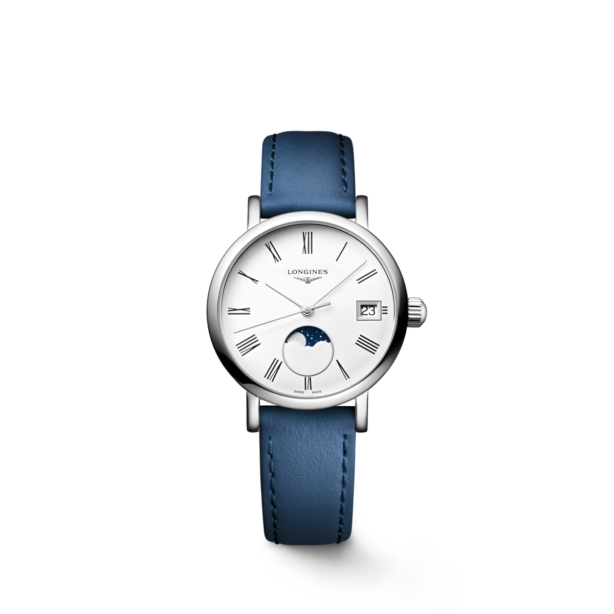 Longines Elegant Collection Moonphase 30.00 mm White matt Stainless steel L43304112 L4.330.4.11.2 front view